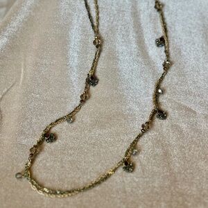 Necklace 2 tone chains with bead and charm details